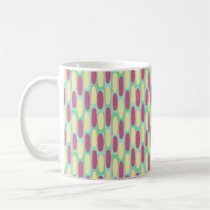 Taza De Café Ovalos amarillos y rosados