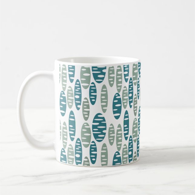 Taza De Café Ovalos de holey azul retro (Izquierda)