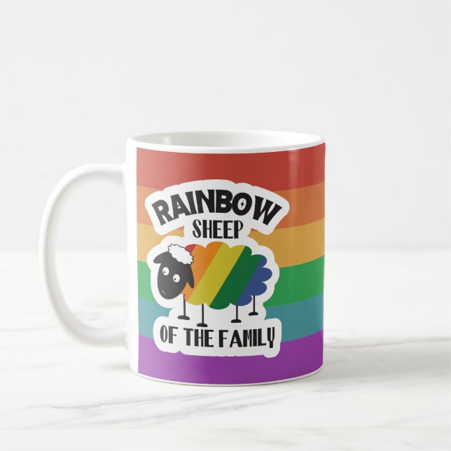 Taza De Café Oveja Arcoíris del Orgullo Familiar (Izquierda)