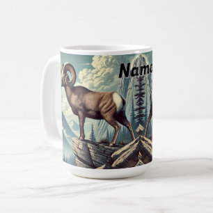 Taza De Café Oveja bighorniana personalizada en un brote rocoso