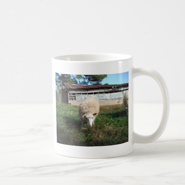 Taza De Café Oveja blanca en la granja (Derecha)