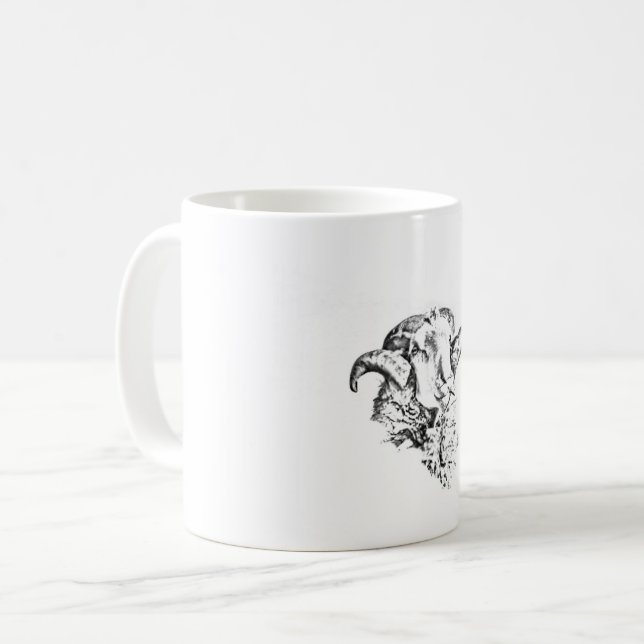 Taza De Café Oveja Carnero Funky y Lindo (Anverso izquierdo)