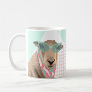Taza De Café Oveja Cubierta Con Gafas