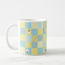 Taza De Café Oveja divertida: Faux Patchwork Mug al estilo del 