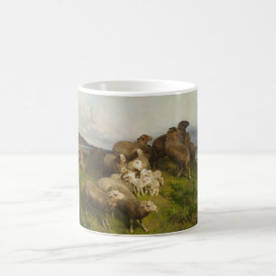 Taza De Café Oveja en una pradera (por August Friedrich Schenck