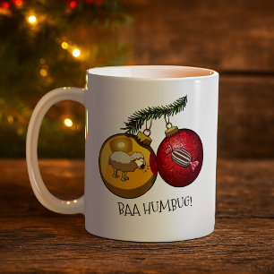 Taza De Café Oveja linda Baa Humbug! Cómic de Navidad Scrooge