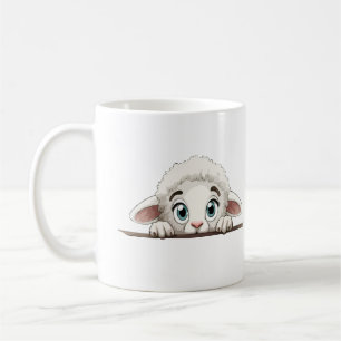 Taza De Café Oveja Peeking Cute Adorable Gracioso Personalizado