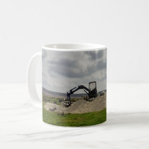 Taza De Café Ovejas de Yorkshire y un digger.