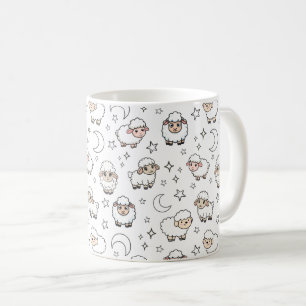 Taza De Café Ovejas durmientes lindas y luna con estrellas