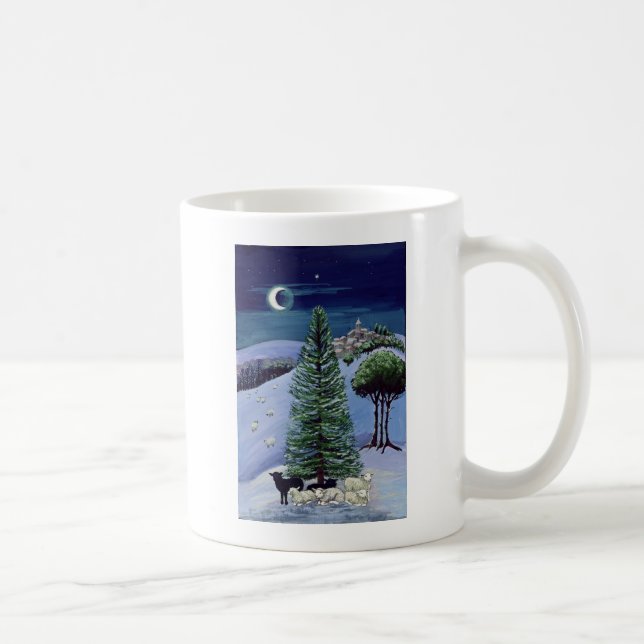 Taza De Café Ovejas en un paisaje del invierno (Derecha)