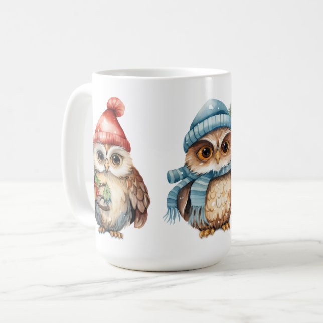 Taza De Café Ovejas rojas de invierno de vacaciones (Anverso izquierdo)