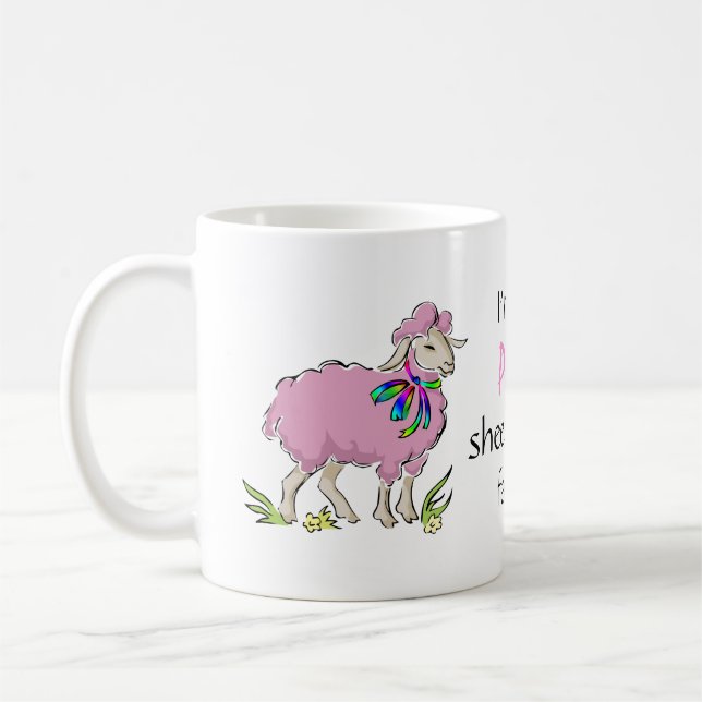 Taza De Café Ovejas rosadas de la familia (Izquierda)
