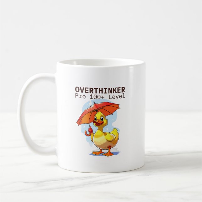 Taza De Café Overthinker Pro Duck Mug – Funny Mental Health Hum (Izquierda)
