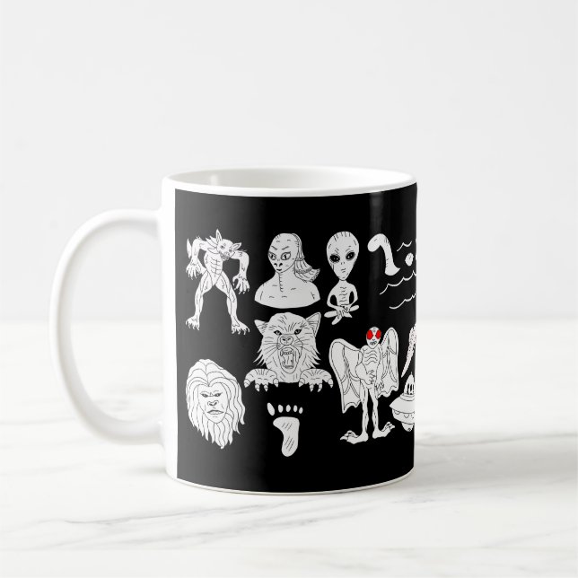 Taza De Café OVNI, Alien, Bigfoot, Mothman, Dogman, Cryptids (Izquierda)
