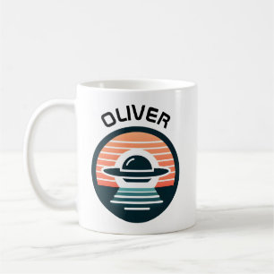 Taza De Café OVNI minimalista moderno al atardecer