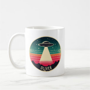 Taza De Café OVNI Vintage al Atardecer Personalizado