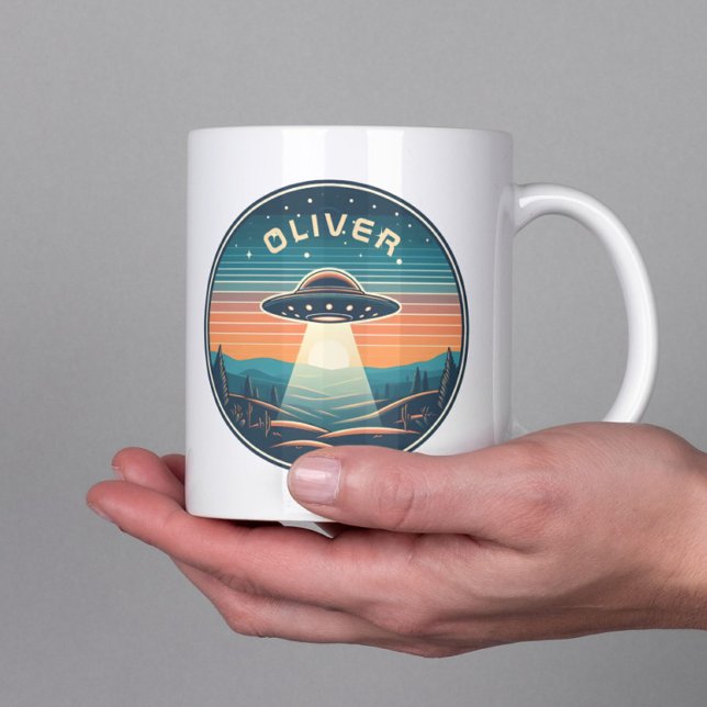 Taza De Café OVNI vintage personalizado al atardecer (Subido por el creador)