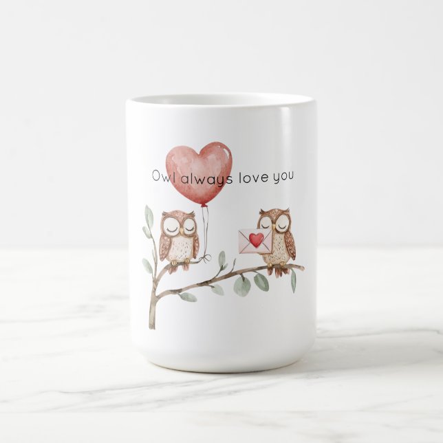 Taza De Café Owl Always Love you Heart Balloon (Centro)