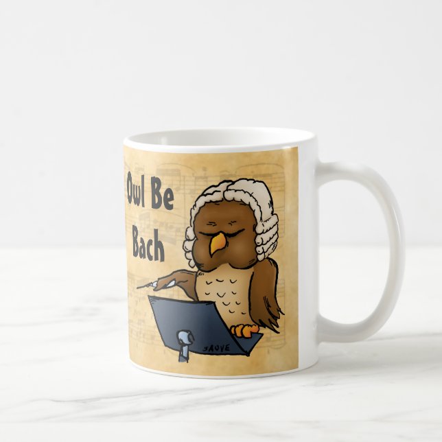 Taza De Café Owl Be Bach Funny Owl Personalizado (Derecha)