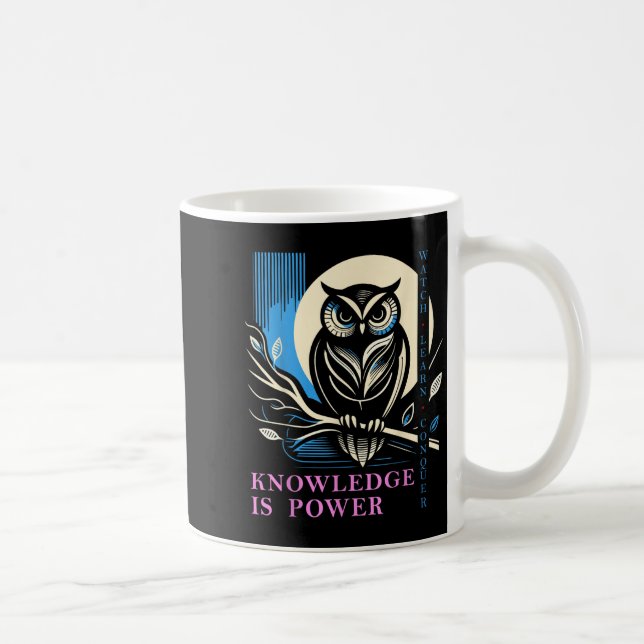 Taza De Café Owl - Knowledge Is Wer - Wisdom Owl Design  (Derecha)