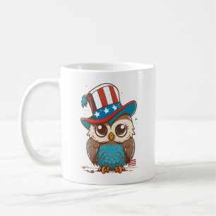 Taza De Café Owl USA Independence Day 4 de julio Lechuza nortea