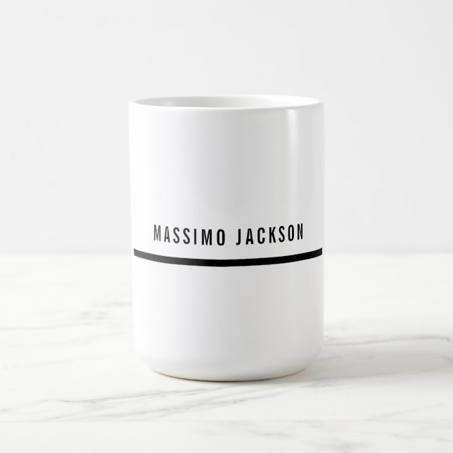 Taza De Café Own Name Decorative Chic Plain Simple Black White (Centro)