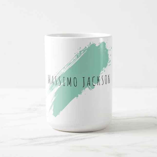 Taza De Café Own Name Decorative Chic Plain Simple Blue White (Centro)