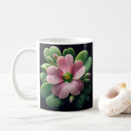 Taza De Café Oxalis verde y rosa floral