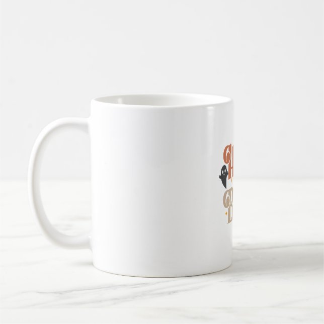Taza De Café Oye Boo Boho Halloween Oye Boo Fantasma (Izquierda)