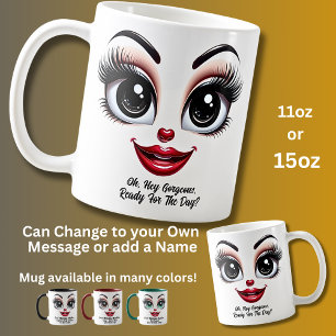 Taza De Café Oye Hermosa, Ojos Fabulosos Cara Divertida