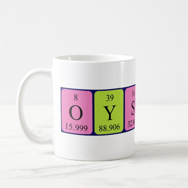 Taza De Café Øystein nombre de tabla periódica mug (Izquierda)