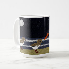 Taza De Café Oystercatcher estadounidense con pollitos de noche
