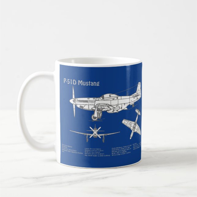 Taza De Café P-51D Mustang - Plano aéreo ABD (Izquierda)