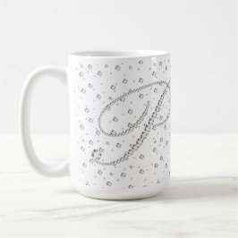 Taza De Café P Impresión de diamantes blancos monograma inicial