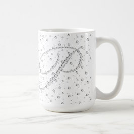 Taza De Café P Impresión de diamantes blancos monograma inicial