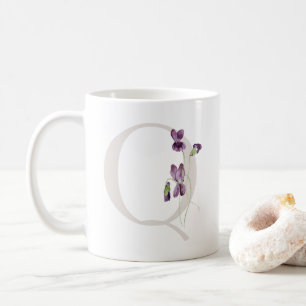 Taza De Café P inicial con flor de color suave Café Mug