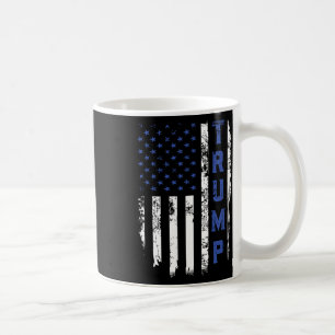 Taza De Café Pabellón De Ee.Uu. De La Policía Delgada Línea Azu