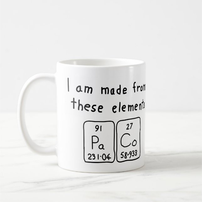 Taza De Café Paco nombre de tabla periódica mug (Izquierda)