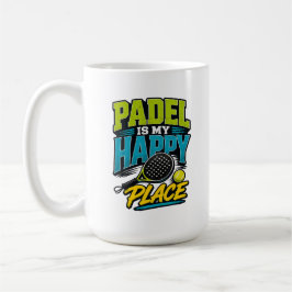 Taza De Café Padel Es Mi Lugar Feliz Retro Deportes