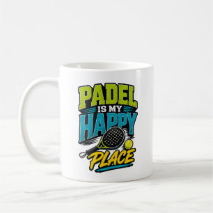 Taza De Café Padel Es Mi Lugar Feliz Retro Deportes