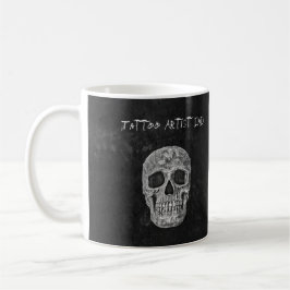 Taza De Café Padre Artista del tatuaje blanco negro cabeza góti
