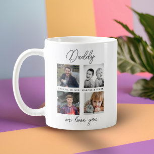 Taza De Café Padre con hijos Familia Papá 4 Foto Collage 
