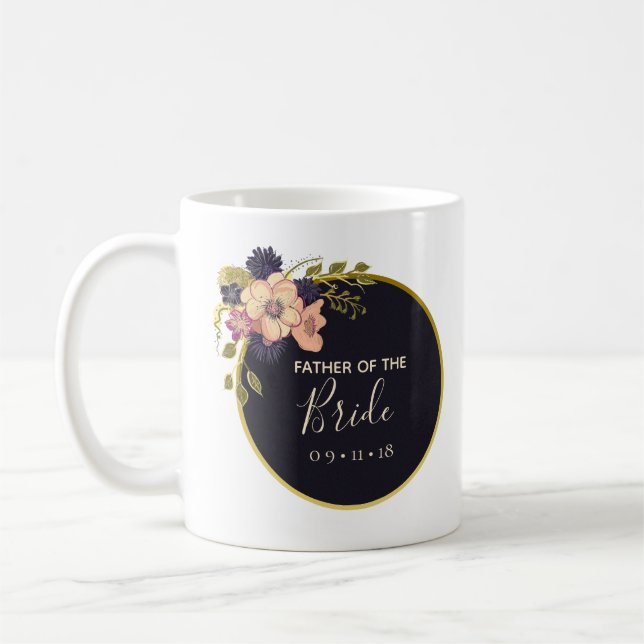 Taza De Café Padre de la novia floral Rubor Watercolor Winter (Izquierda)