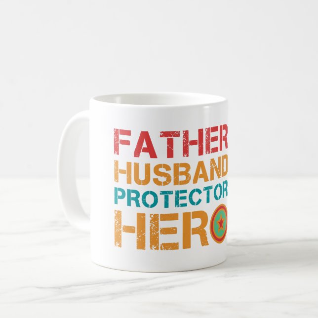 Taza De Café Padre Esposo Protector Héroe (Anverso izquierdo)