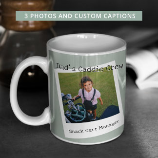 Taza De Café Padre Golfista Moderno 3 Colaje de Fotos con Leyen