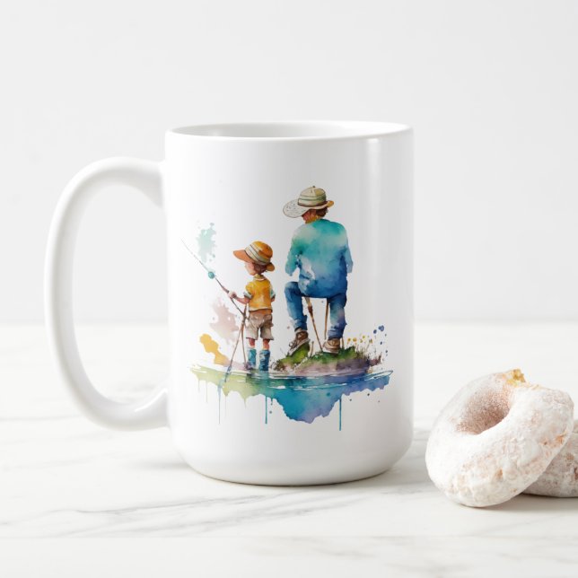 Taza De Café Padre hijo Recuerdos de pesca | Ama Papá (Con donut)