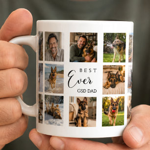 Taza De Café Padre perro GSD papá collage de fotos blanco negro