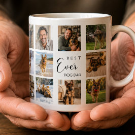 Taza De Café Padre perro papá collage de fotos blanco negro