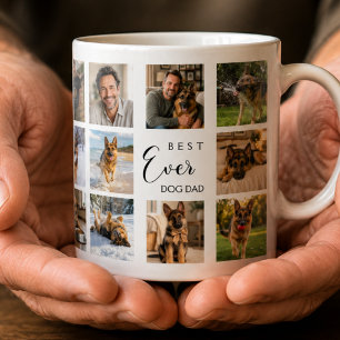 Taza De Café Padre perro papá collage de fotos blanco negro