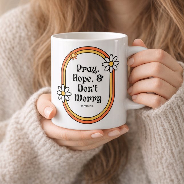 Taza De Café Padre Pio Pray Hope Don't Worry Quote (Subido por el creador)